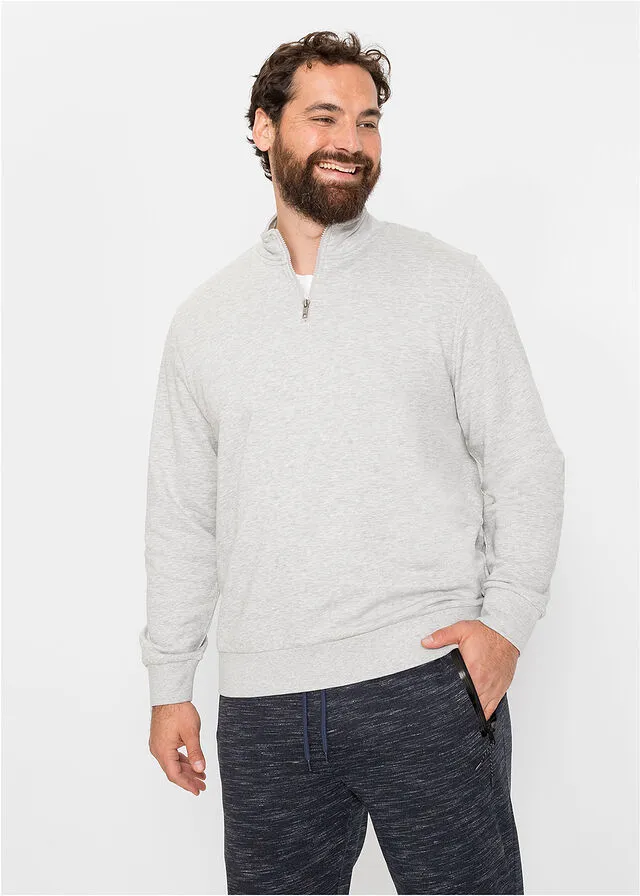 Sudadera con cuello troyer Gris claro jaspeado