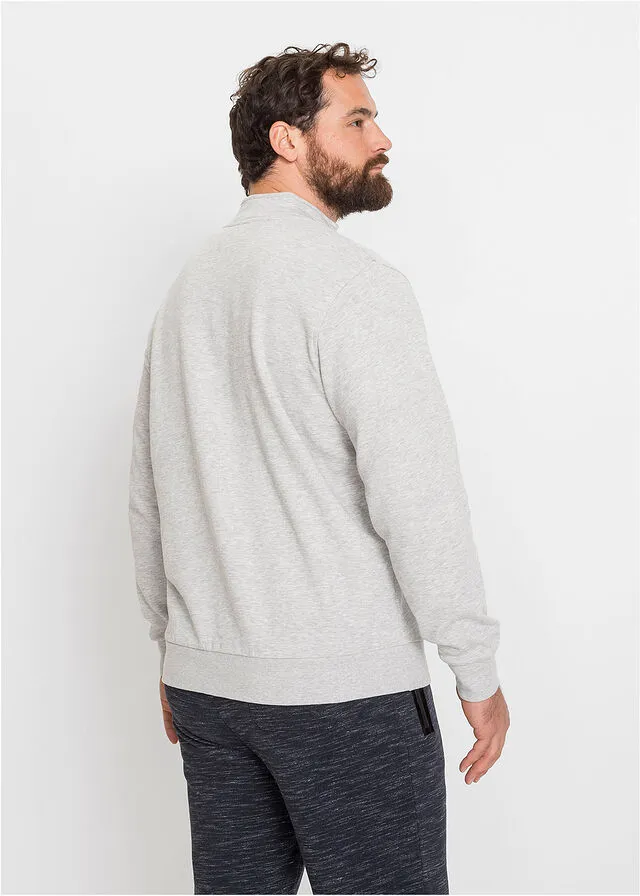 Sudadera con cuello troyer Gris claro jaspeado