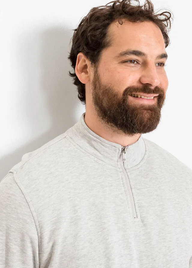 Sudadera con cuello troyer Gris claro jaspeado