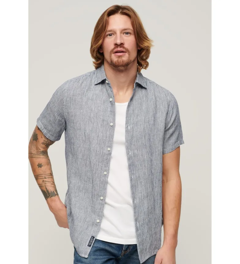 SUPERDRY CAMISA INFORMAL DE LINO STUDIOS AZUL