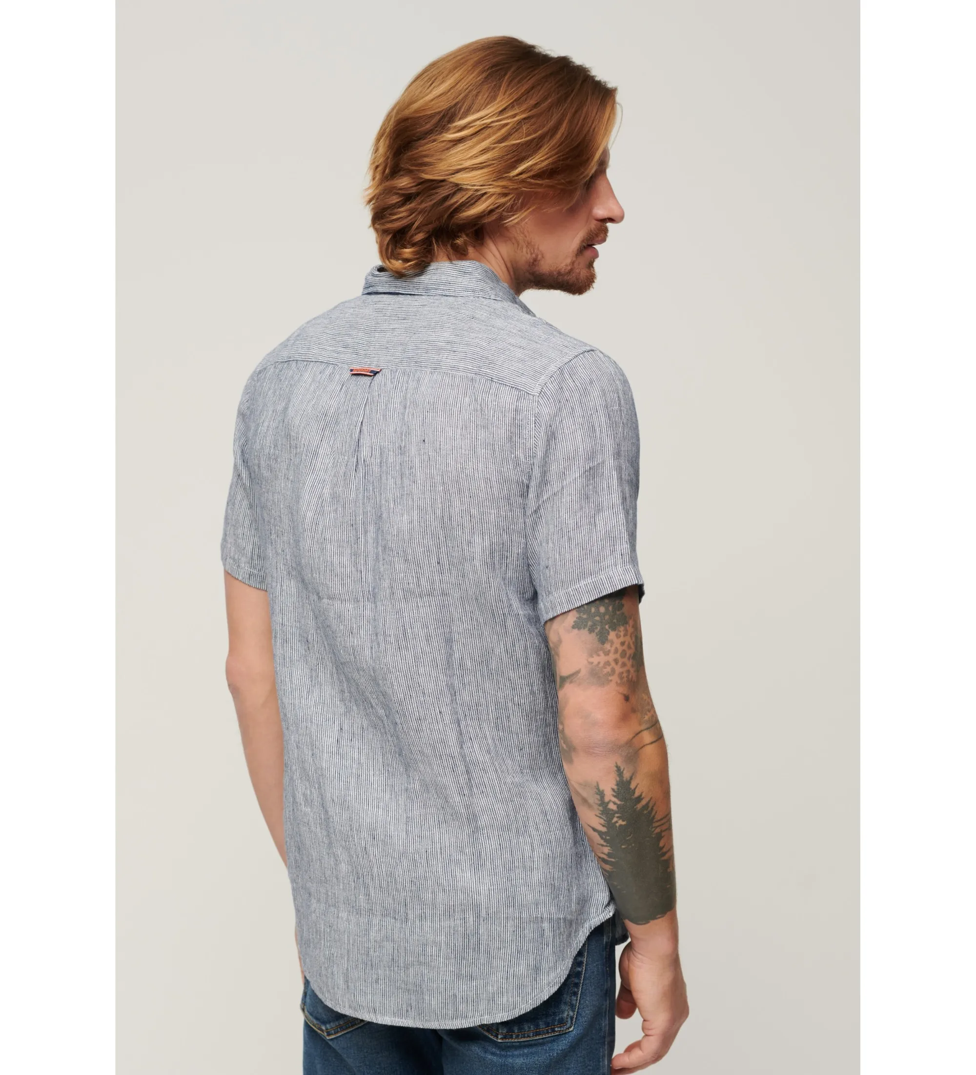 SUPERDRY CAMISA INFORMAL DE LINO STUDIOS AZUL