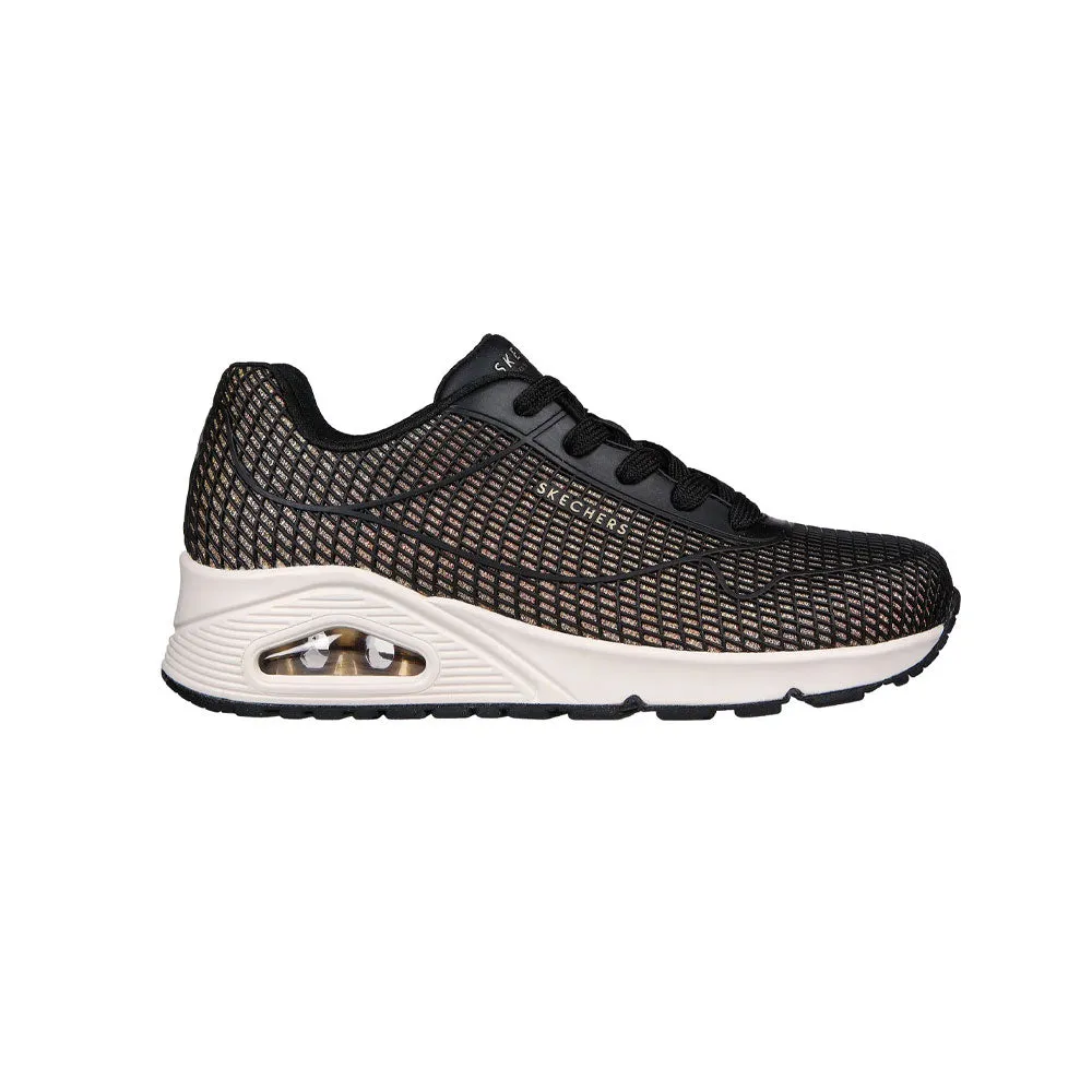 TENIS MUJER SKECHERS UNO SHINE  NEGRODORADO