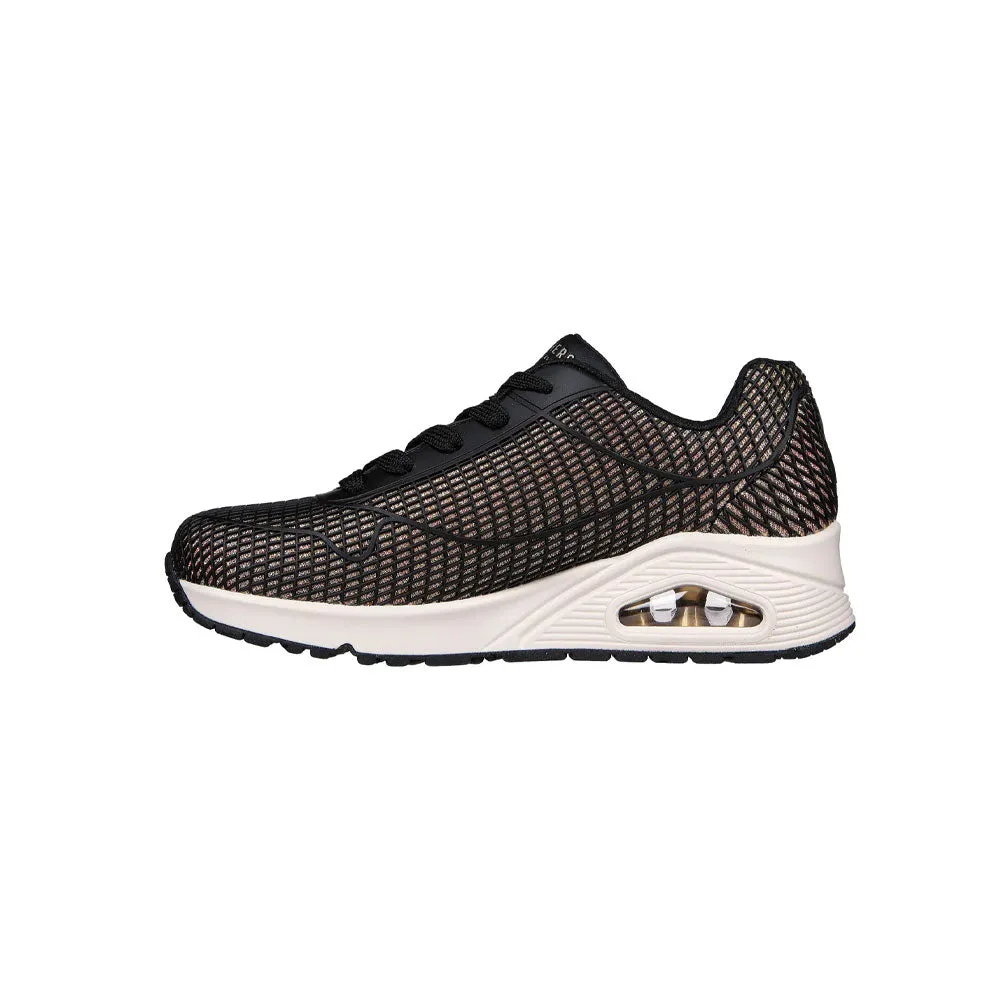 TENIS MUJER SKECHERS UNO SHINE  NEGRODORADO