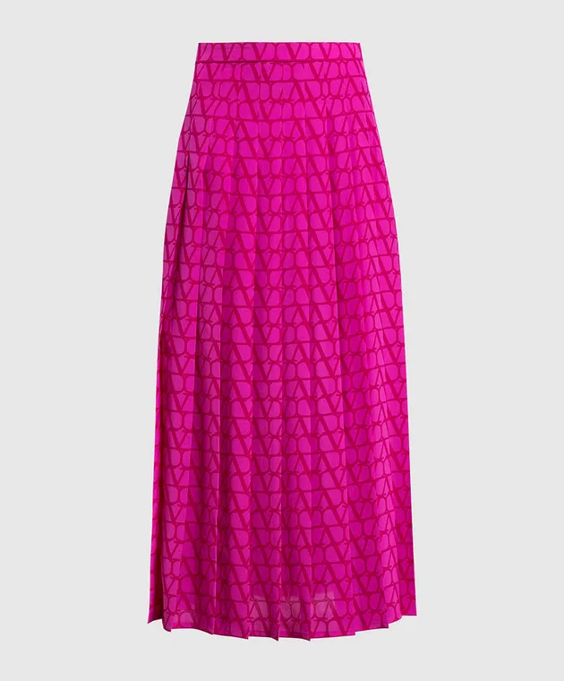 Valentino Pink Toile Iconographe printed silk pleated skirt