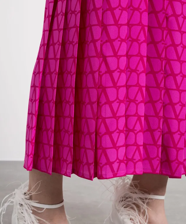 Valentino Pink Toile Iconographe printed silk pleated skirt