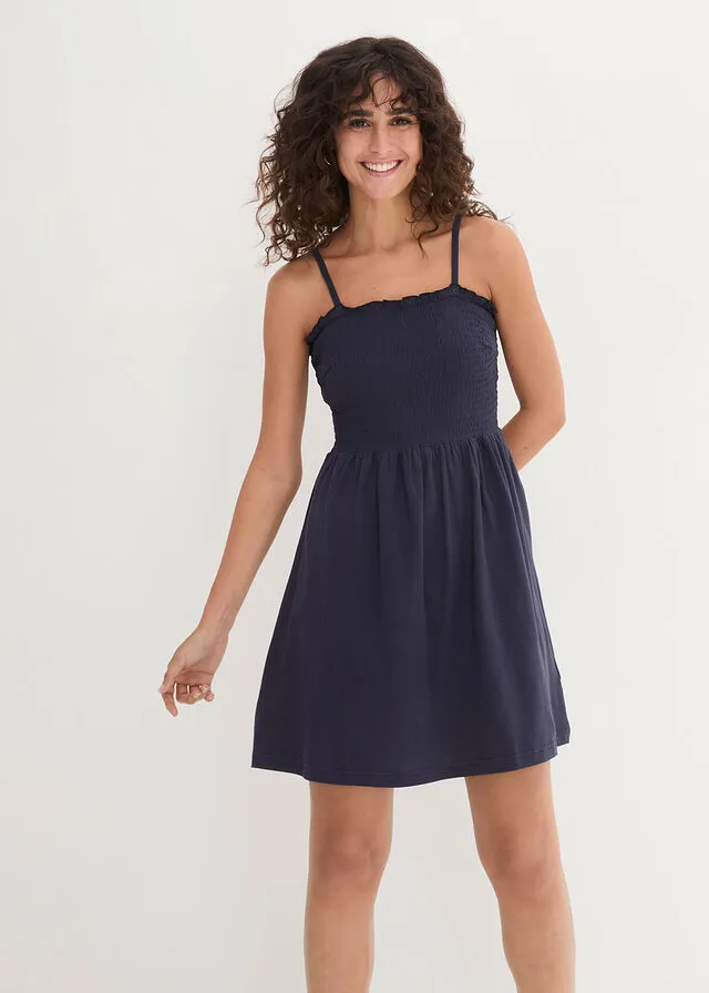 Vestido de punto con tirantes ajustables Azul marino