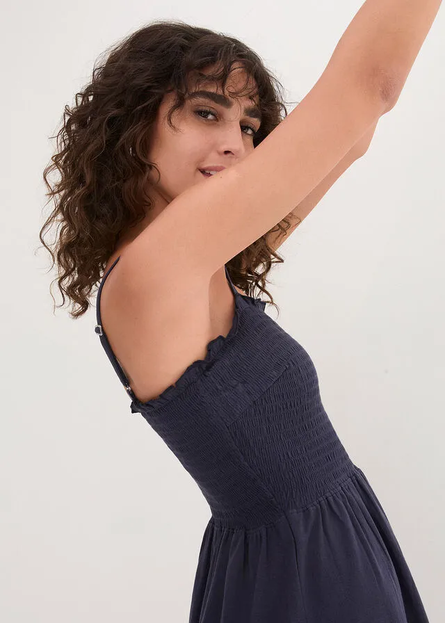 Vestido de punto con tirantes ajustables Azul marino