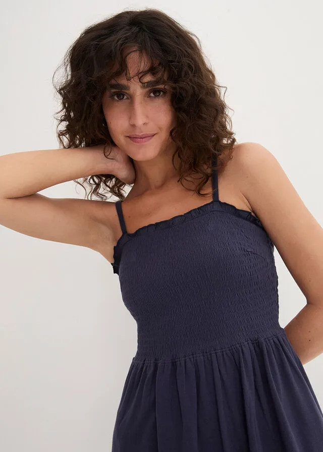 Vestido de punto con tirantes ajustables Azul marino