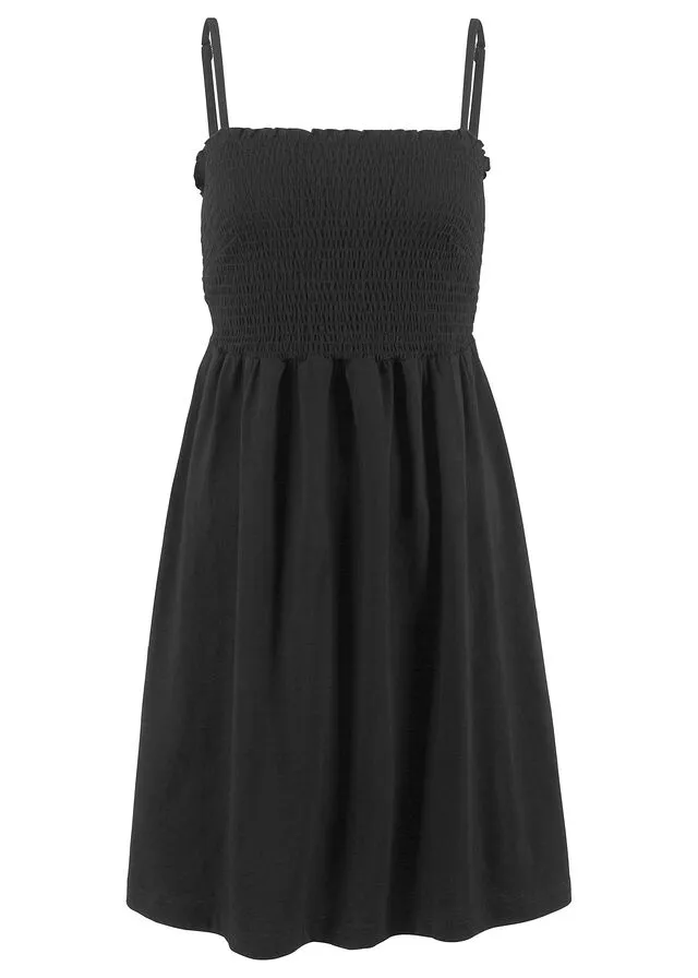 Vestido de punto con tirantes ajustables Negro