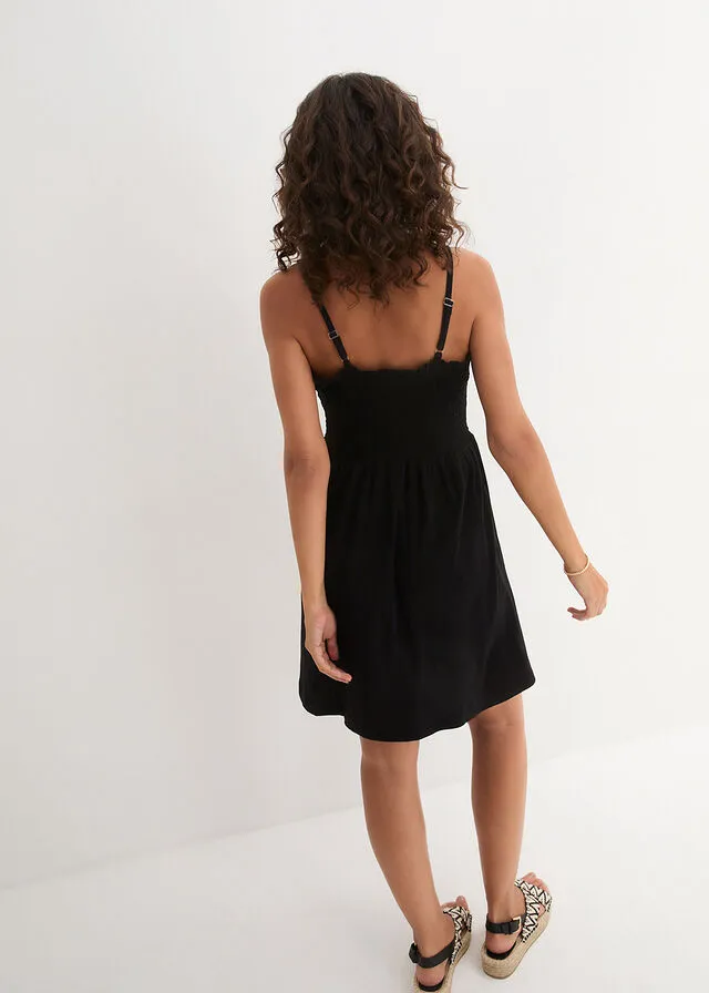 Vestido de punto con tirantes ajustables Negro