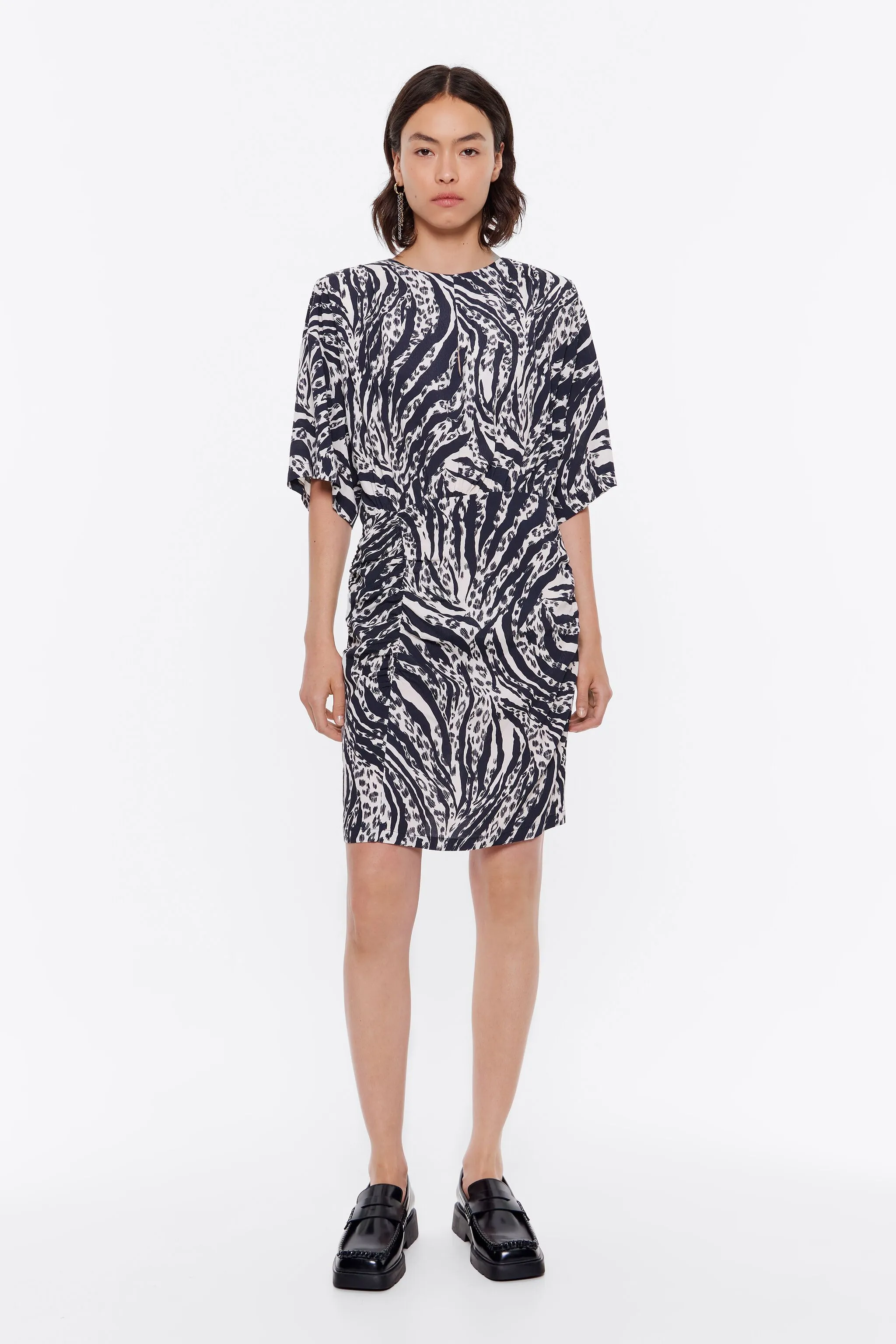 Vestido hombreras Zebra marfil