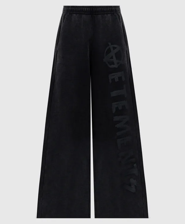 Vetements Black sweatpants with a vintage effect