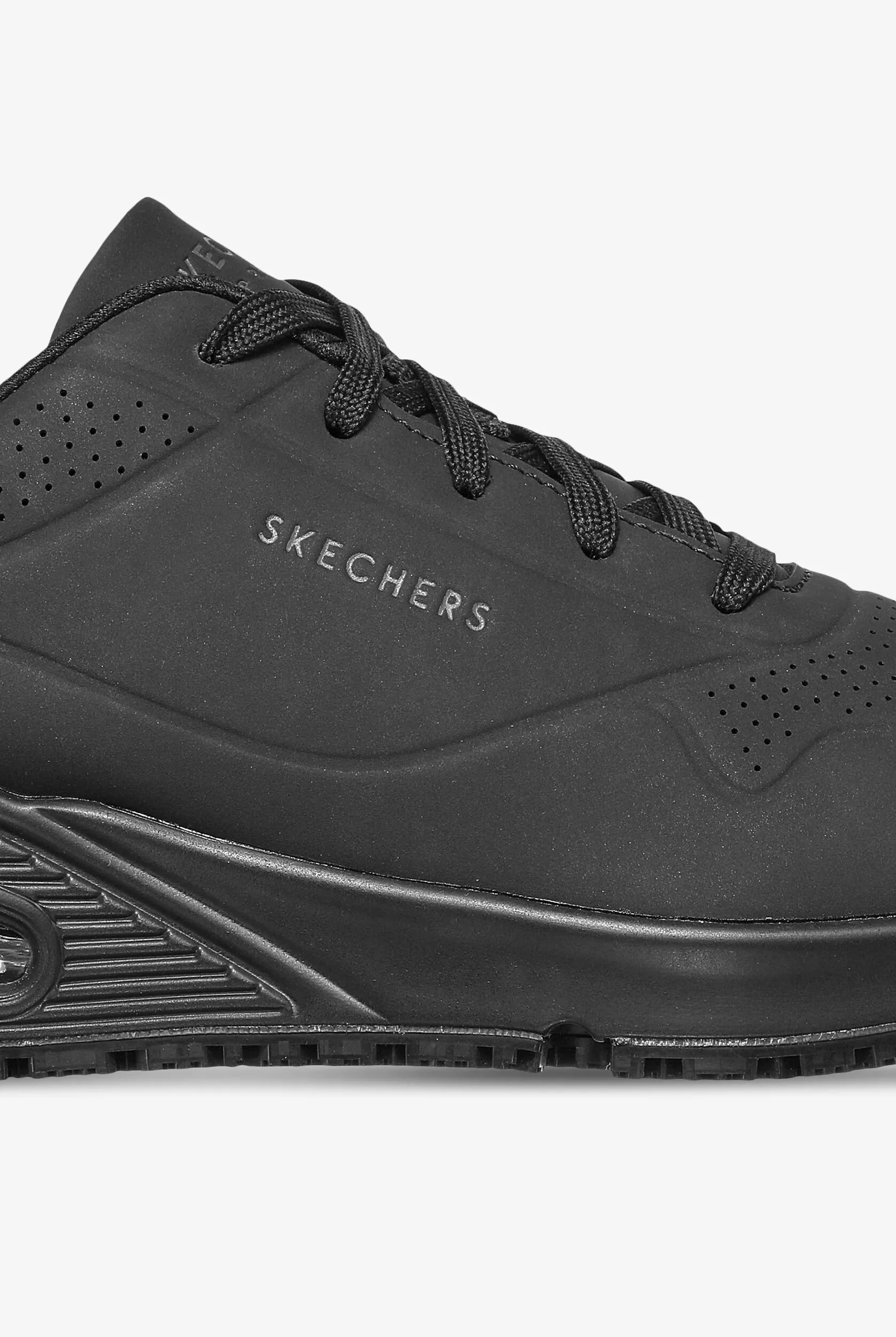 Zapatillas deportivas de enfermería Skechers Work Black Synthetic Uno Sr con cordones para mujer