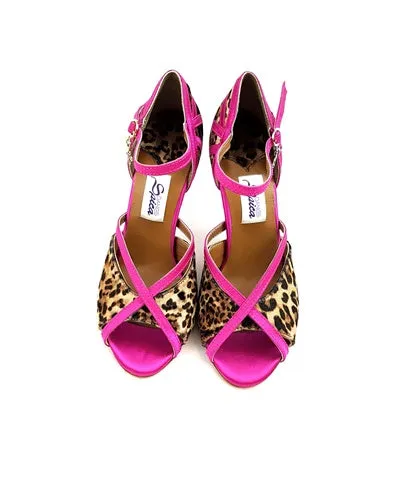 Zapatos de danza Naos de satén leopardo fucsia