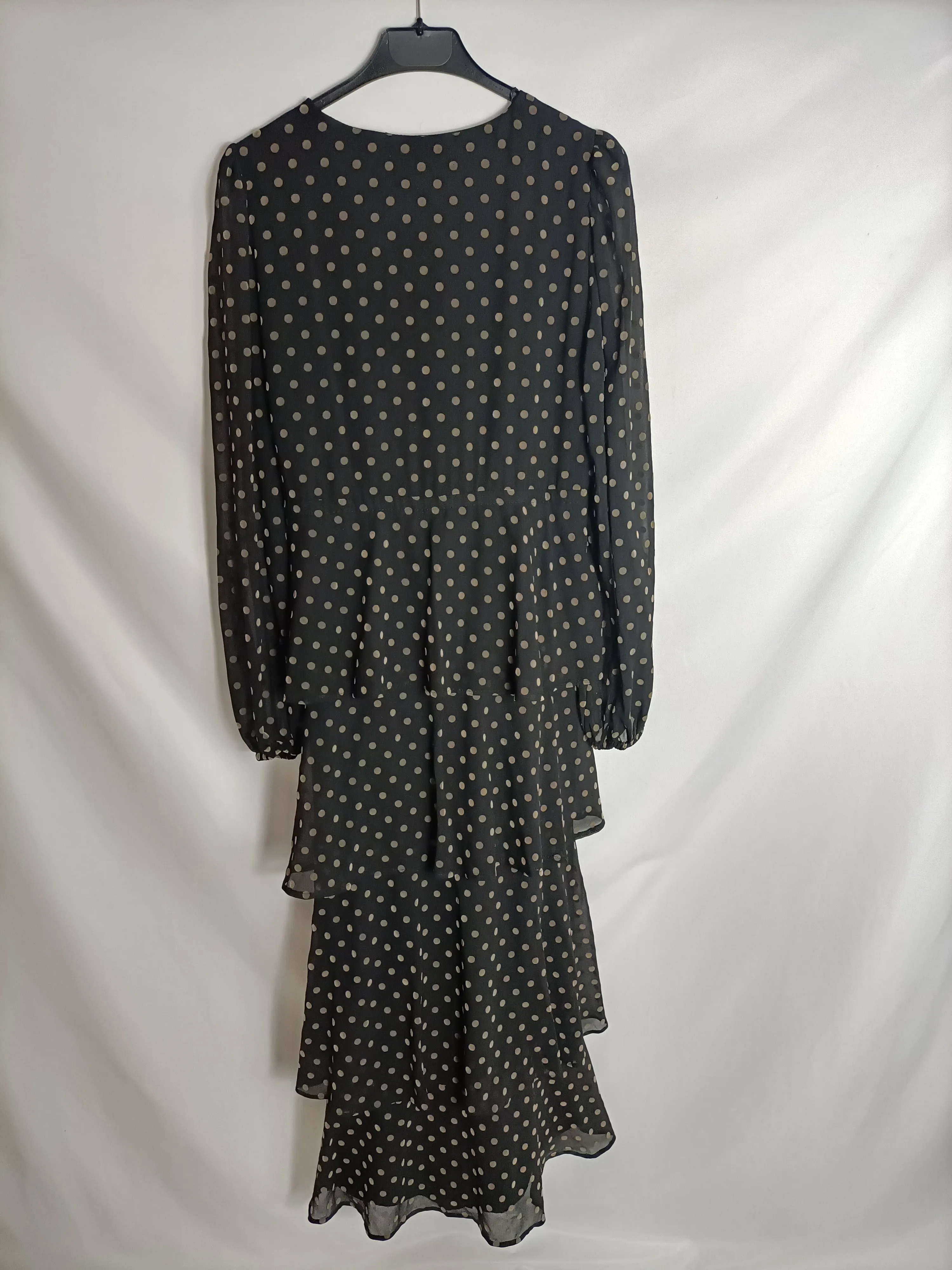 ZARA. Vestido negro lunares T.s
