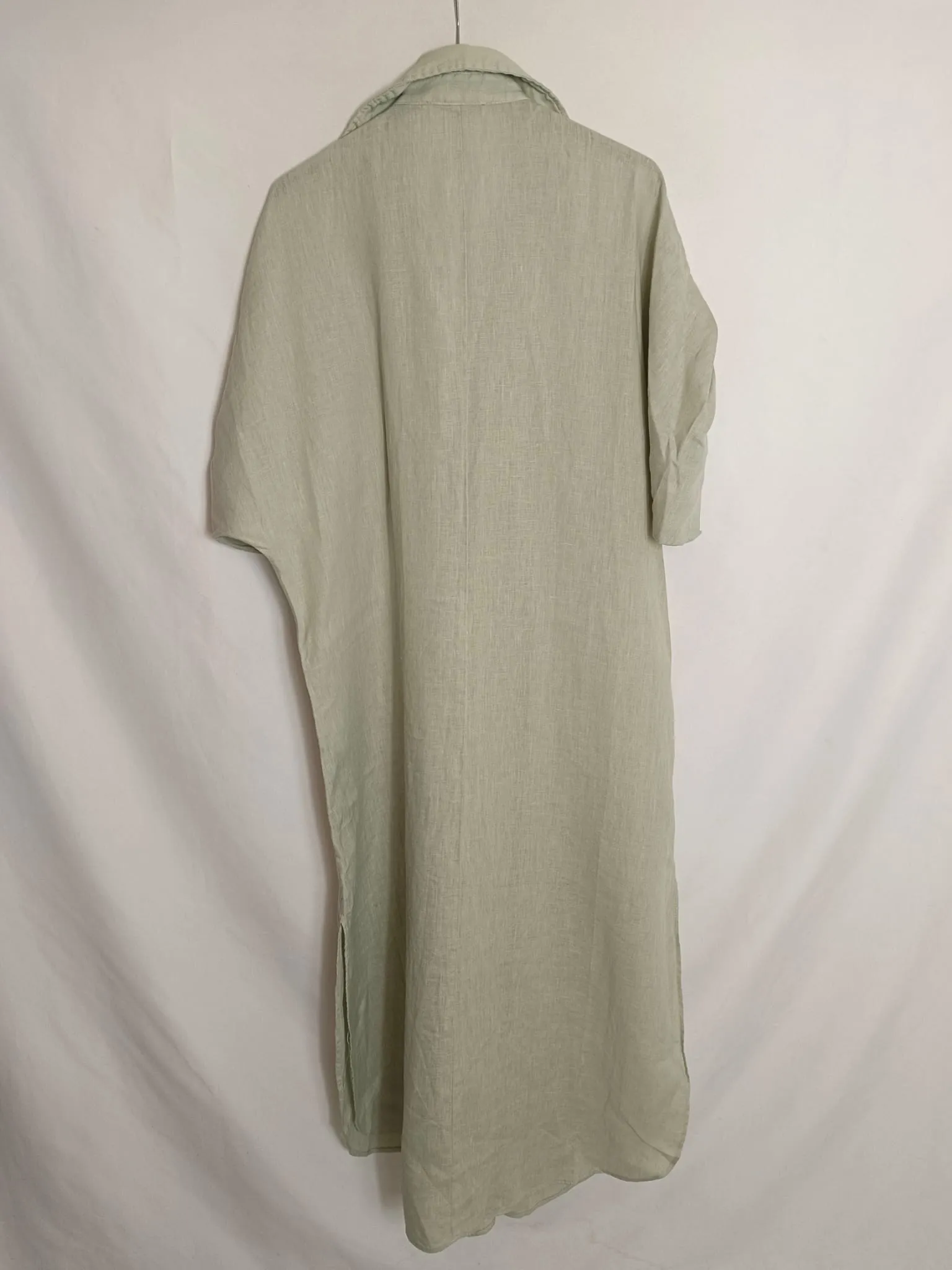 ZARA. Vestido verde lino T.m