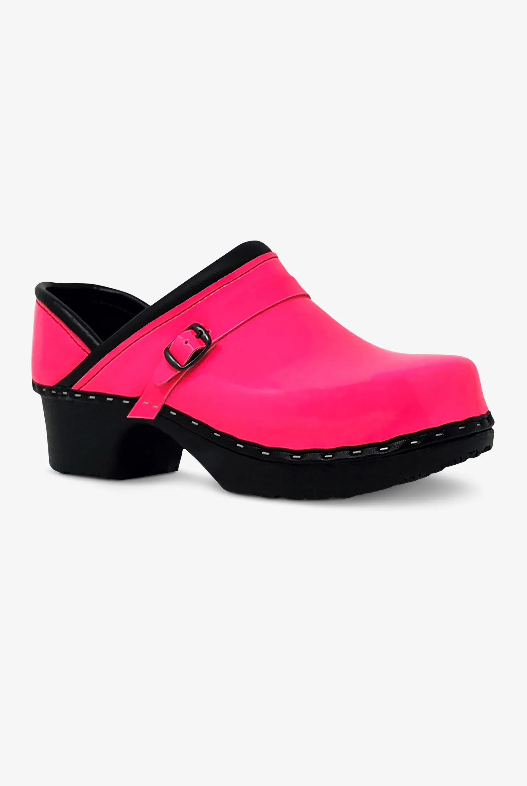 Zuecos de enfermería C and C Sweden Paparazzi Pink de charol para mujer